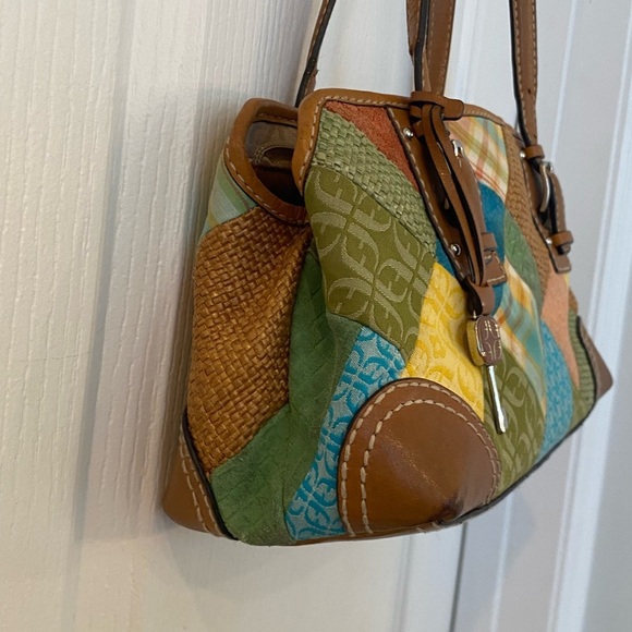 Fossil Per-Se Womens Suede And Fabric Textile Satchel Purse - Picture 9 of 12